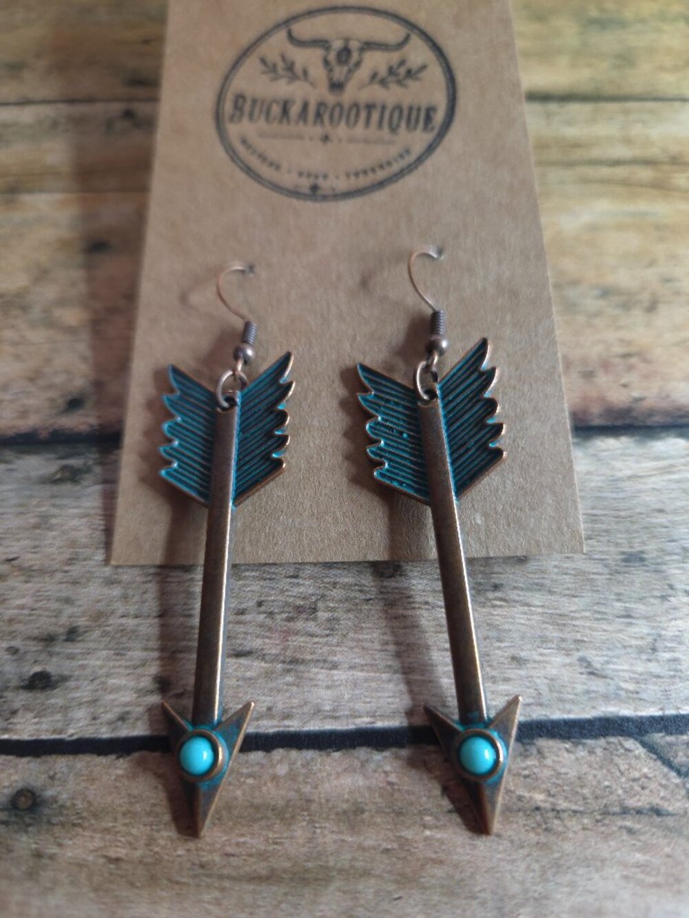Western Turquoise Arrow Earrings Boho Cowgirl Rodeo Dangle Jewelry